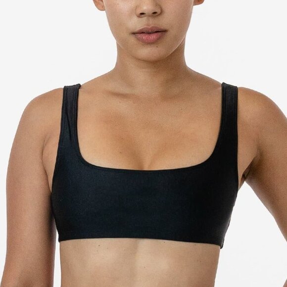 LOS ANGELES APPAREL BLACK SQUARE NECK BIKINI TOP SWIMSUIT SMALL - Picture 1 of 3